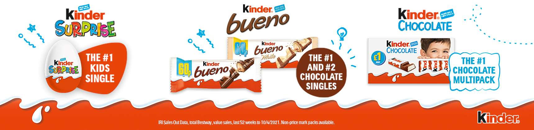 Stock up with Kinder Surprise, Kinder Bueno and Kinder Chocolate
