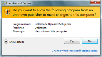 User Account Control prompt