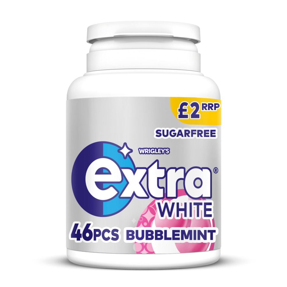 Extra White Bubblemint Chewing Gum Sugar Free £2 PMP Bottle 46 Pieces