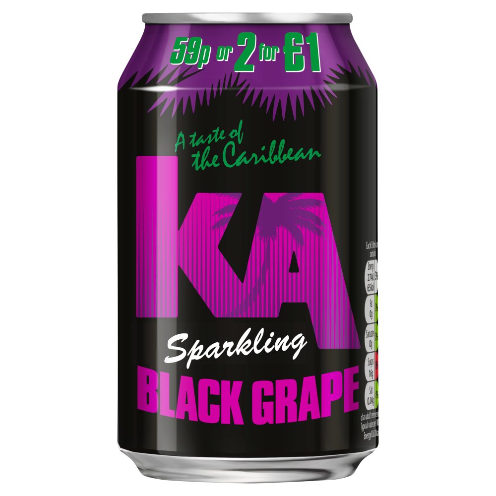 KA Sparkling Black Grape 330ml Can, PMP, 59p or 2 for £1