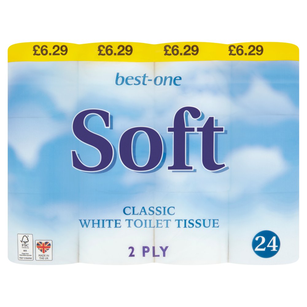 best-one 24 Soft Classic White Toilet Tissue 2 Ply