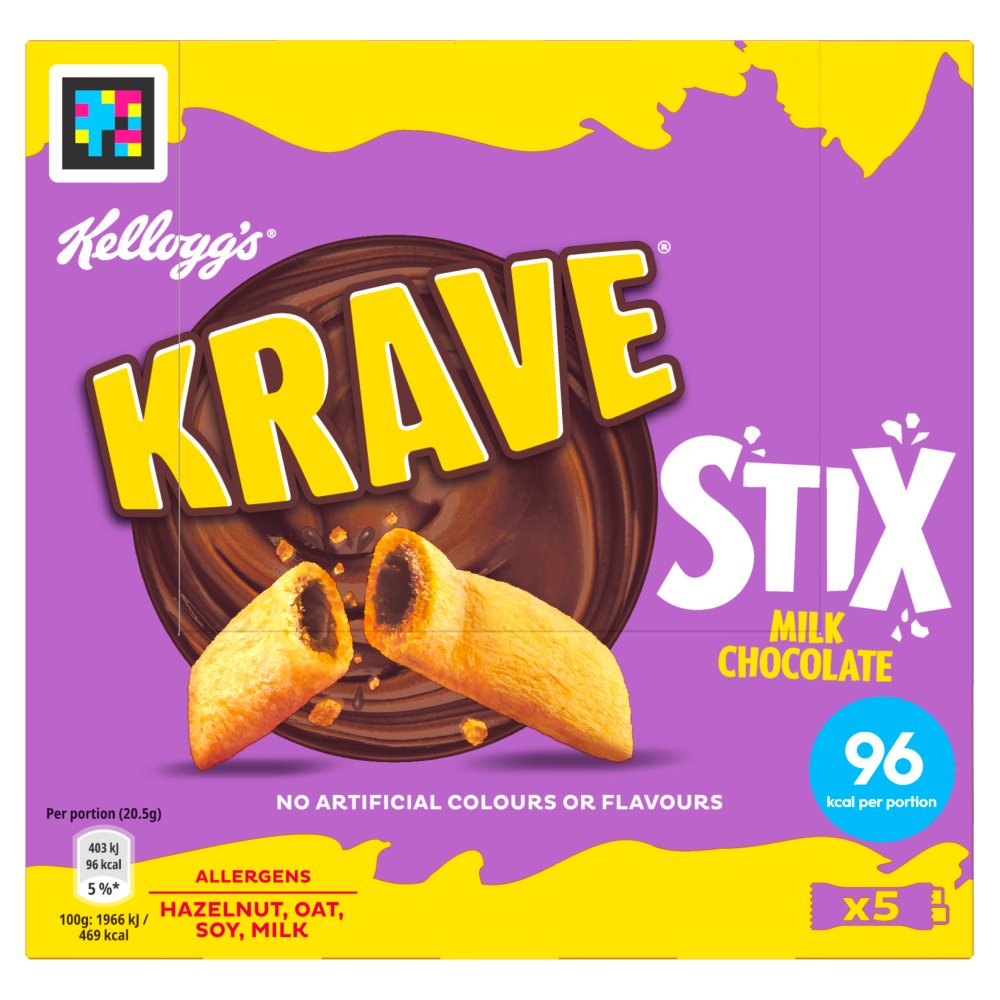 Kellogg's Krave Stix Milk Chocolate Snacks, 5x20.5g