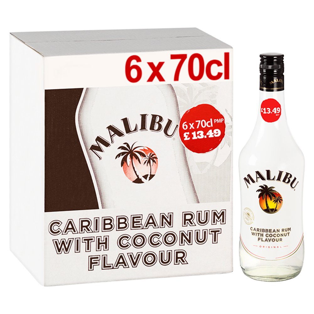 Malibu Original White Rum with Coconut Flavour 6 x 70cl | Bestway Wholesale