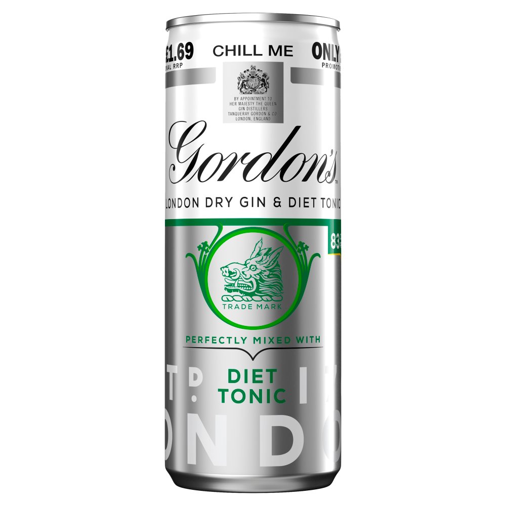 Gordon's London Dry Gin and Diet Tonic 250ml PMP £1.69