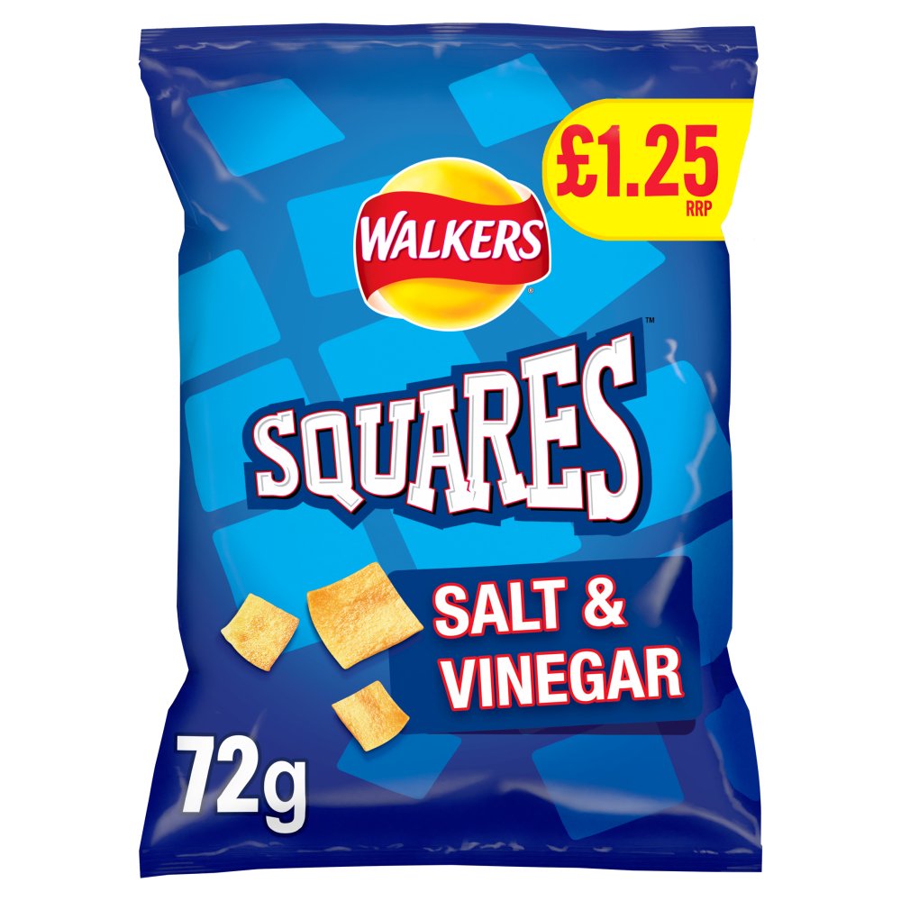 Walkers Squares Salt & Vinegar Snacks Crisps £1.25 RRP PMP 72g