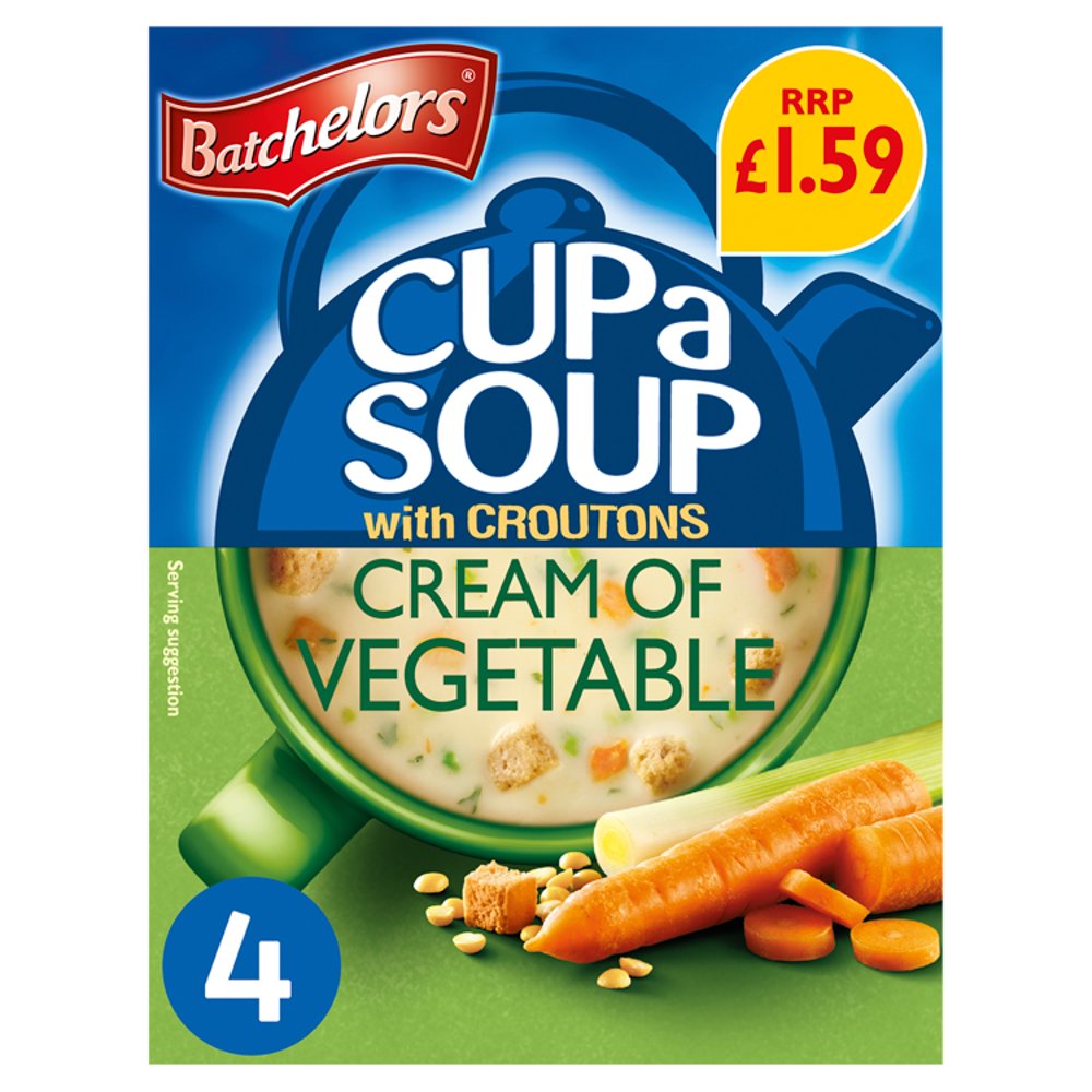 Batchelors Cup a Soup Cream of Vegetable with Croutons 4 Sachets 122g