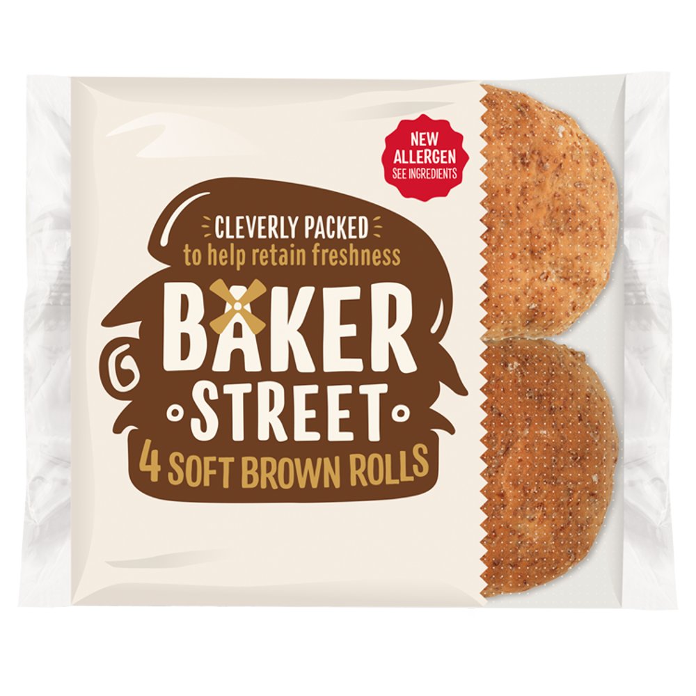 Baker Street 4 Soft Brown Bread Rolls