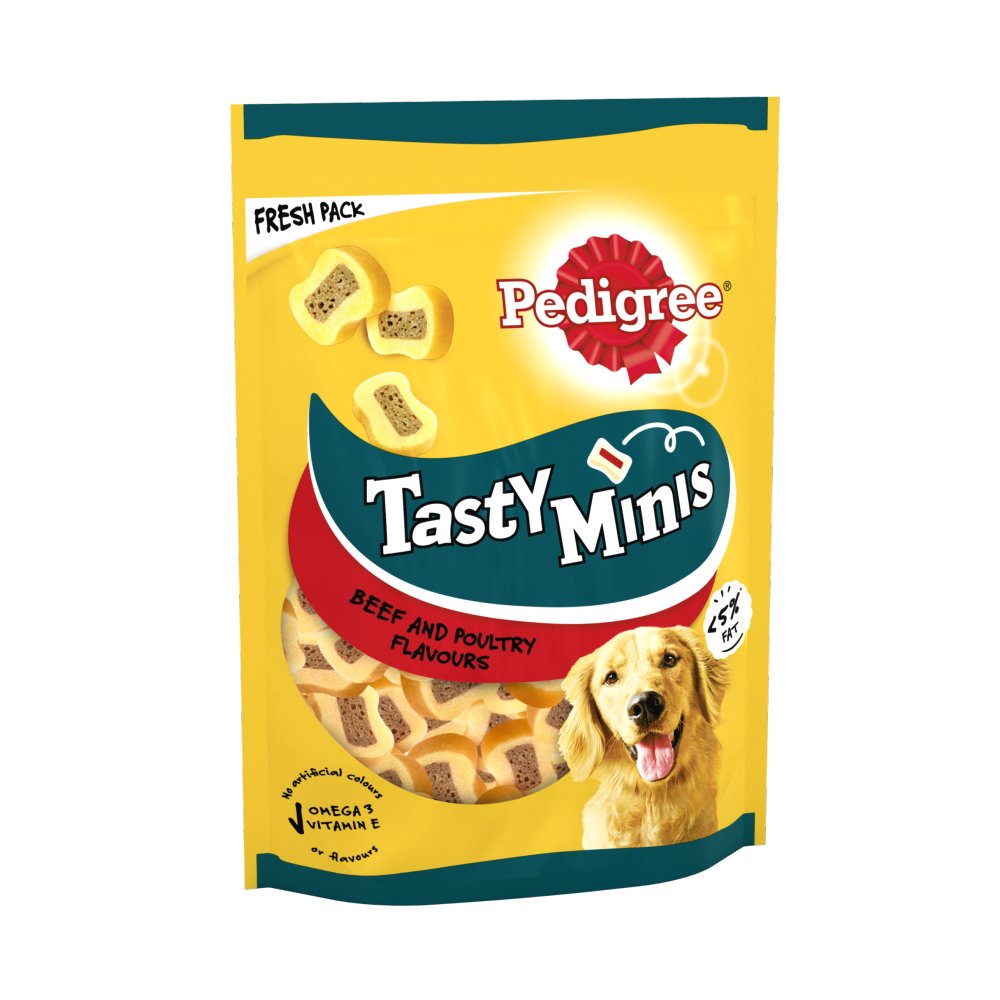 Pedigree Tasty Minis Adult Dog Treats Beef & Poultry Chewy Slices 155g