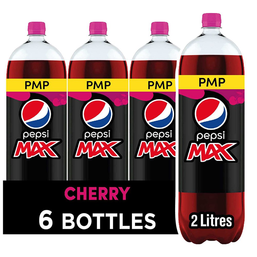 Pepsi Max Cherry No Sugar Cola Bottle PMP 6 x 2L