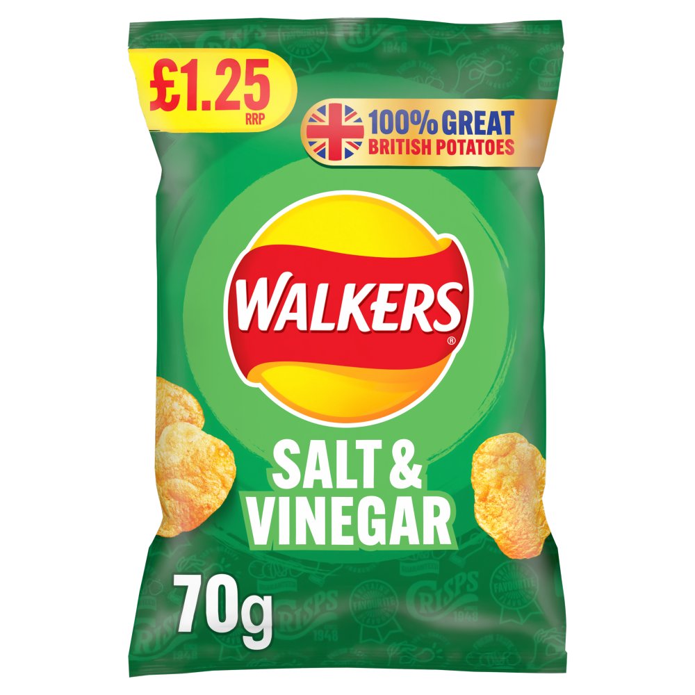 Walkers Salt & Vinegar Crisps £1.25 RRP PMP 70g