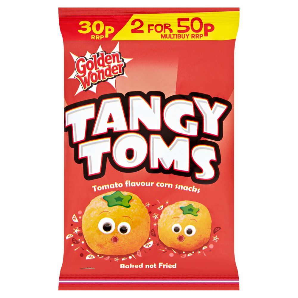 Golden Wonder Tangy Toms Tomato Flavour Corn Snacks 25g