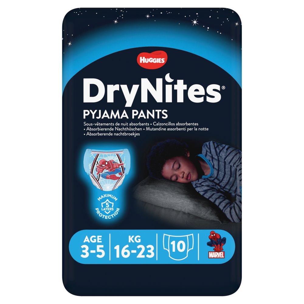 Huggies® DryNites®, Pyjama Pants, Boy, 3-5 Years (16-23kg), 10 Pants