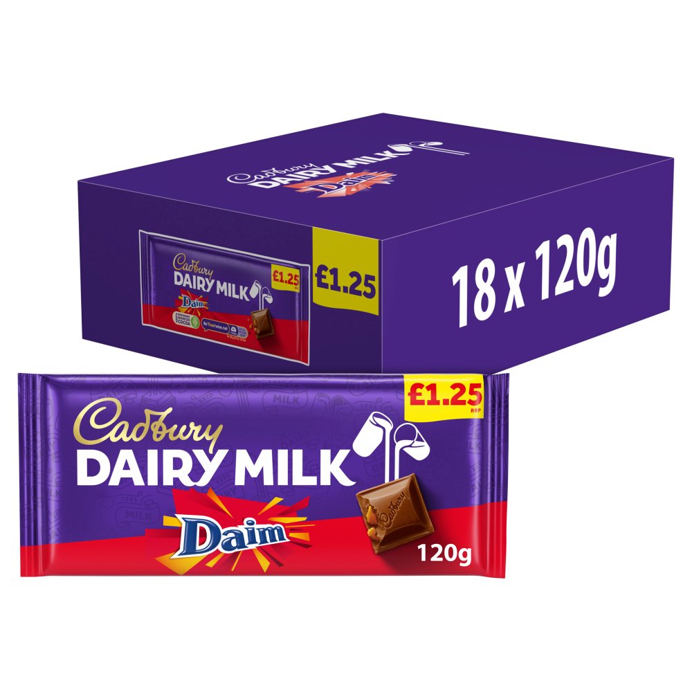 Cadbury Dairy Milk Daim Chocolate Bar £1.25 PMP 120g