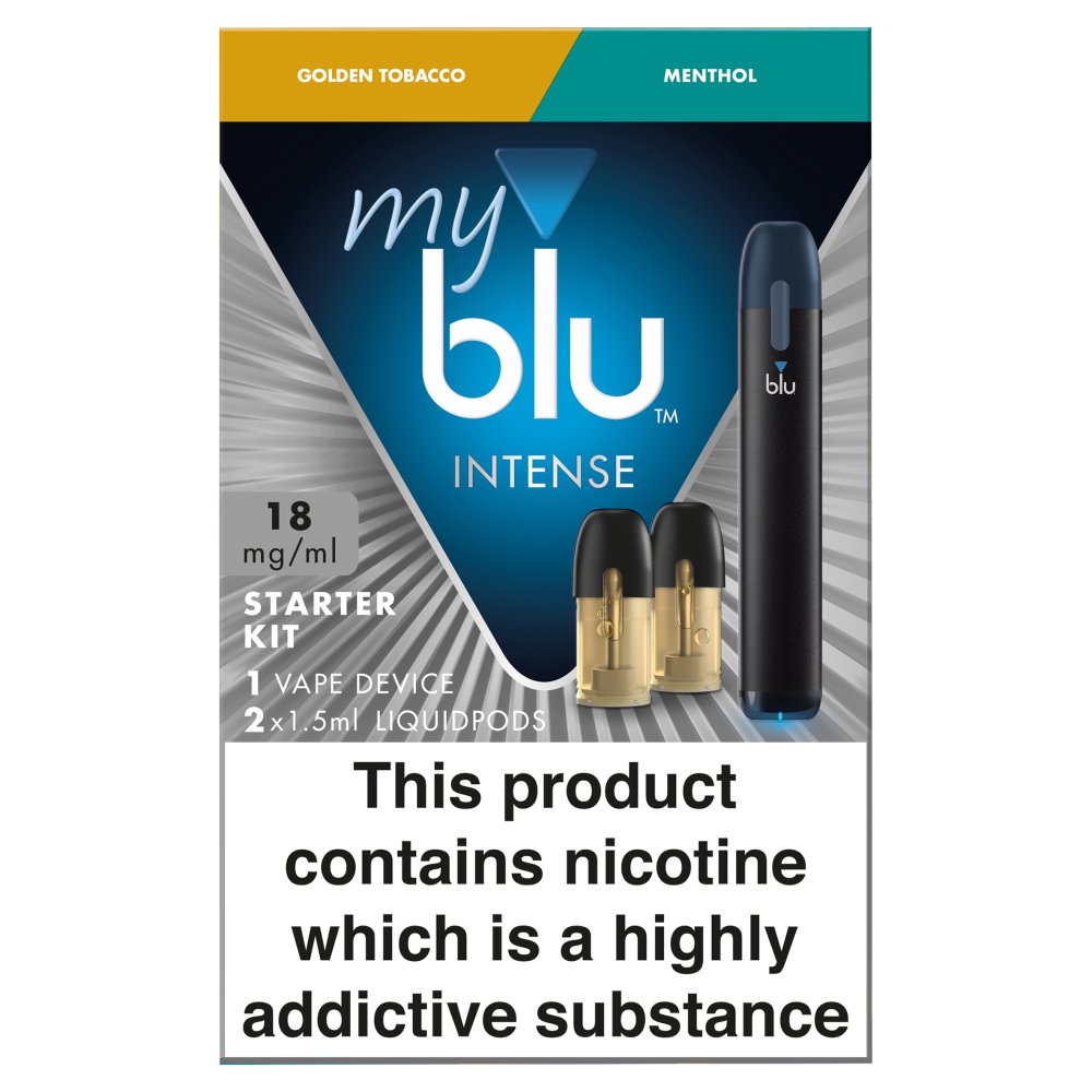 blu® myblu® Intense Starter Kit Bundle 18mg/ml 2 x 1.5ml Golden Tobacco & Menthol