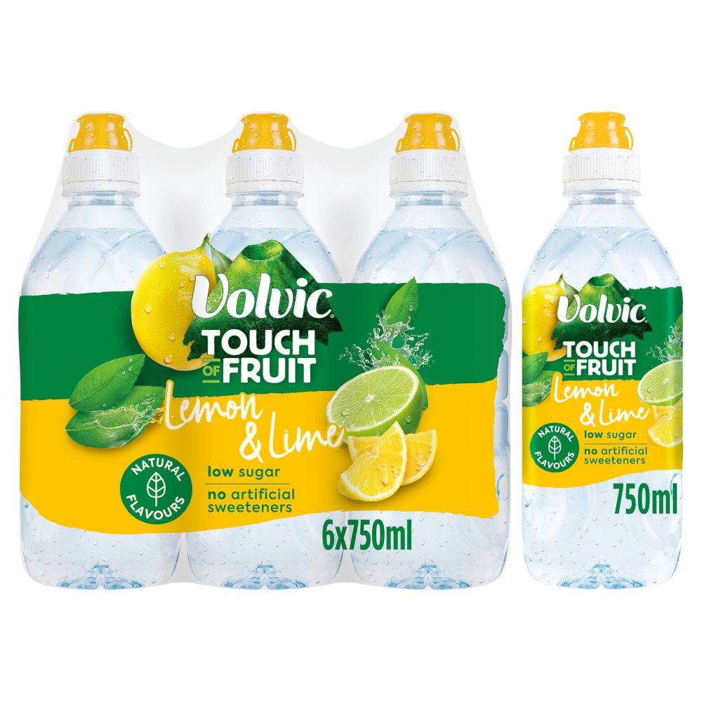 Volvic Touch of Fruit Low Sugar Lemon & Lime Natural Flavoured Water 6 x 750ml