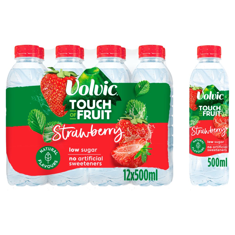 Volvic Touch of Fruit Low Sugar Strawberry Natural Flavoured Water 12 x 500ml