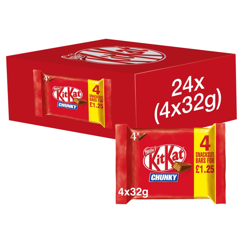 Kit Kat Chunky Milk Chocolate Bar Multipack 32g 4 Pack PMP £1.25