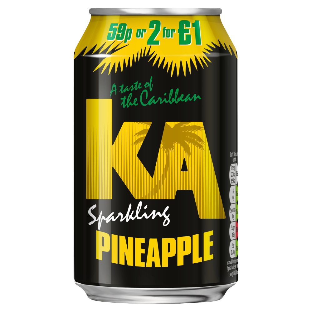 KA Sparkling Pineapple 330ml Can, PMP, 59p or 2 for £1