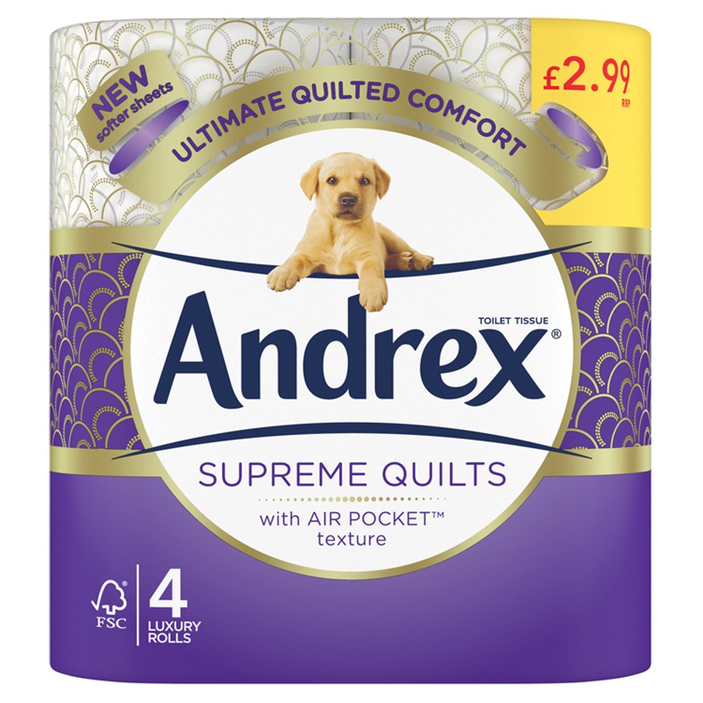 Andrex® Supreme Quilts Toilet Tissue, 4 Quilted Toilet Rolls £2.99 PMP