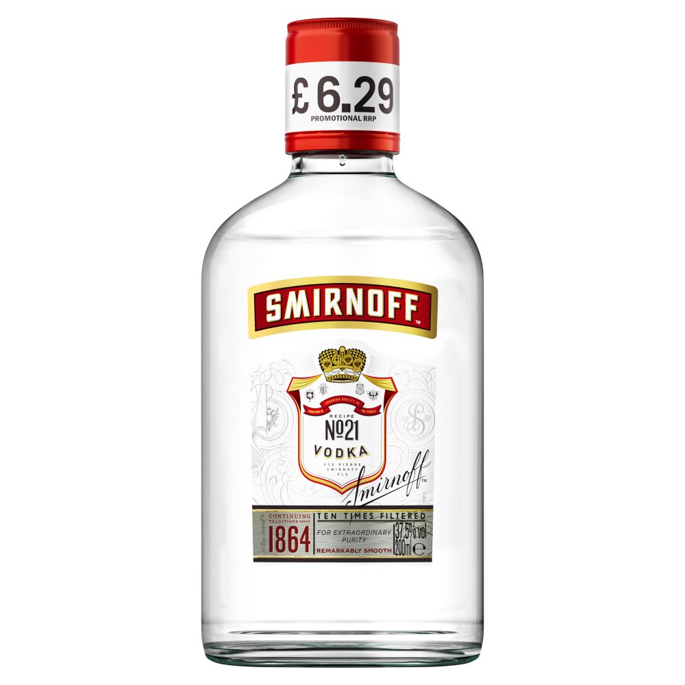 Smirnoff No. 21 Vodka 37.5% vol 20cl Bottle PMP £6.29