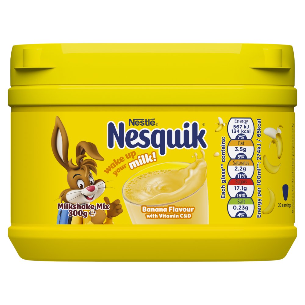 Nesquik Banana Flavoured Milkshake Powder 300g Tub