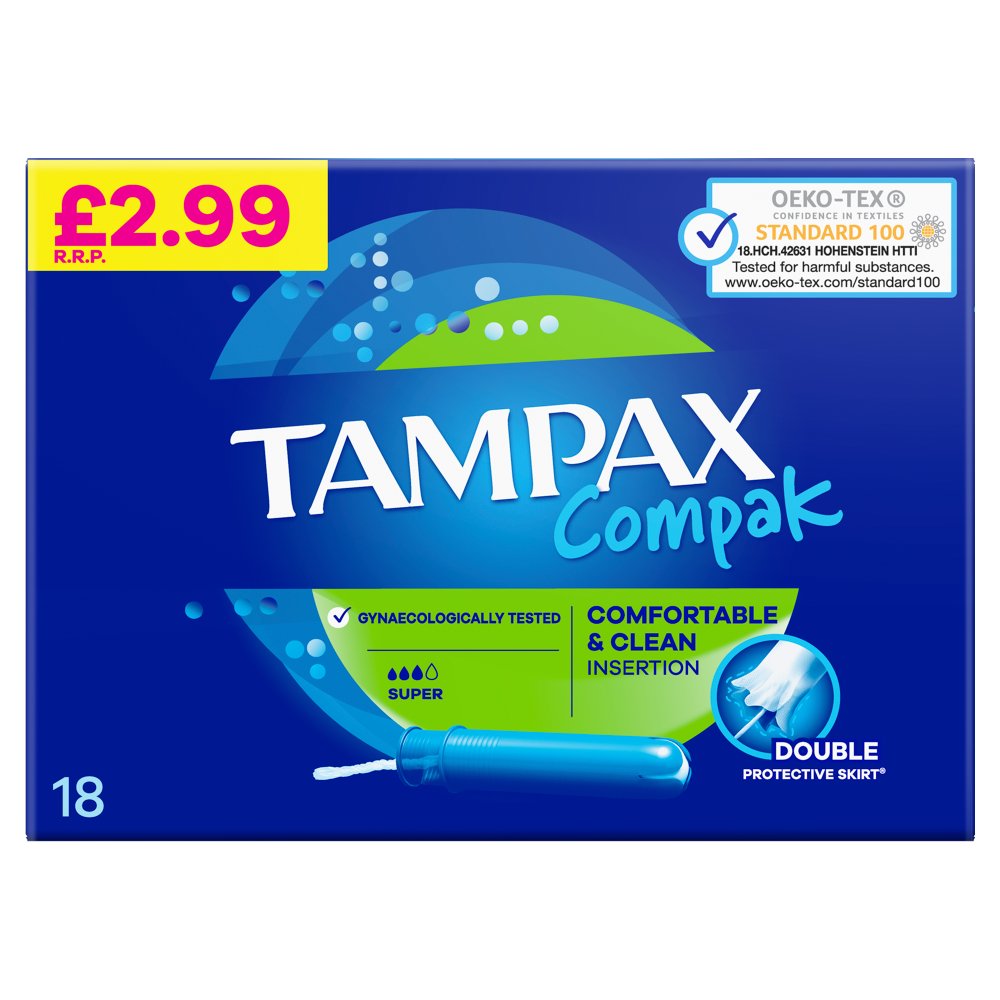 Tampax Compak Super Tampons With Applicator X18