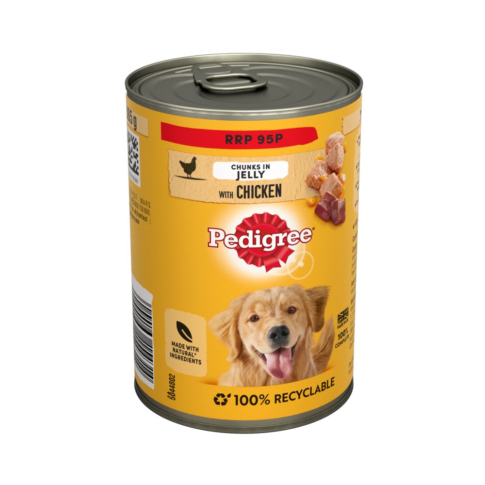 Pedigree Adult Wet Dog Food Tin with Chicken in Jelly 385g