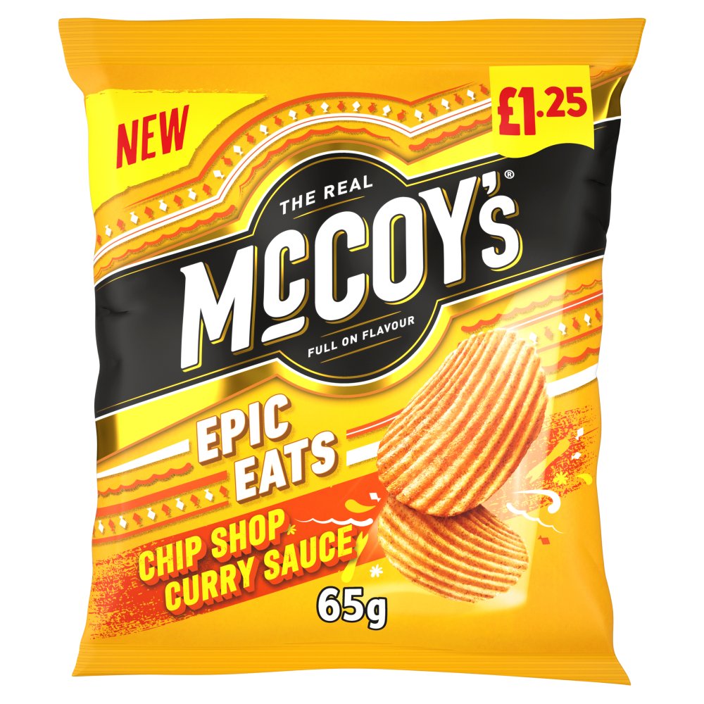 McCoy's Epic Eats Chip Shop Curry Sauce Sharing Crisps 65g, £1.25 PMP