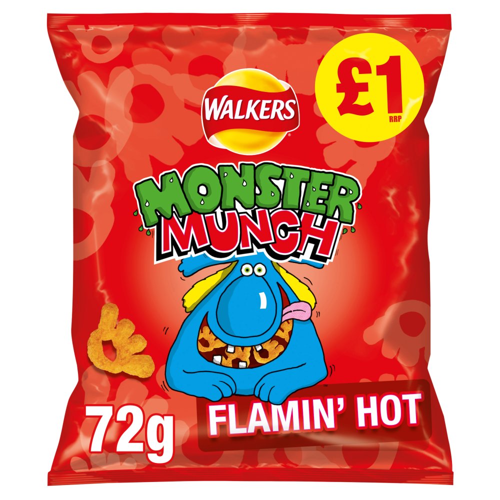 Walkers Monster Munch Flamin' Hot Snacks £1 RRP PMP 72g
