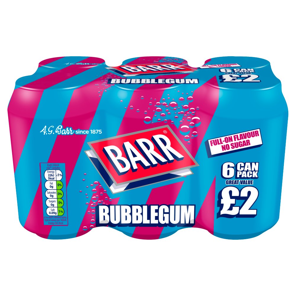 Barr Bubblegum 6 x 330ml Cans, PMP, £2