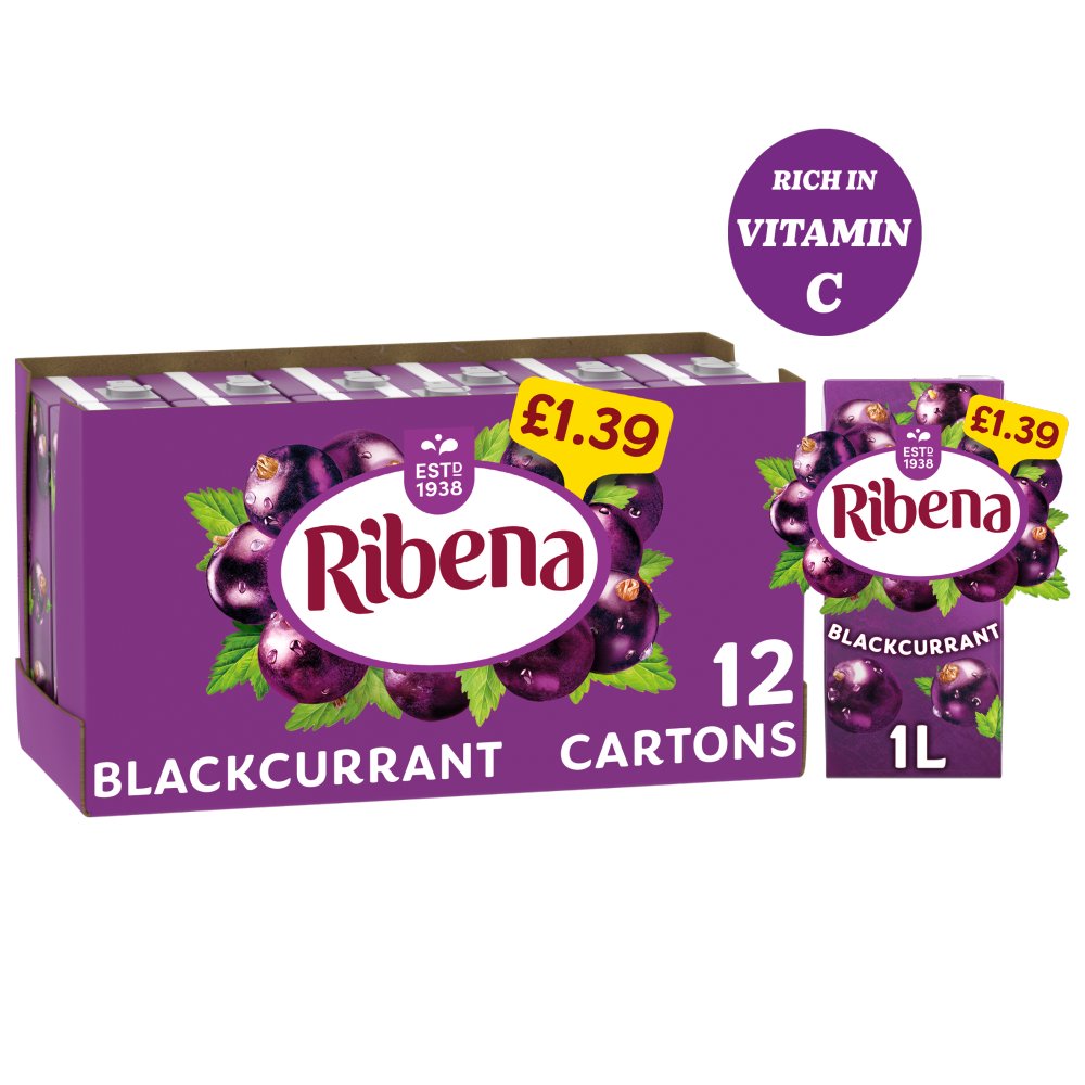 Ribena Blackcurrant Juice Drink 1L Carton £1.39