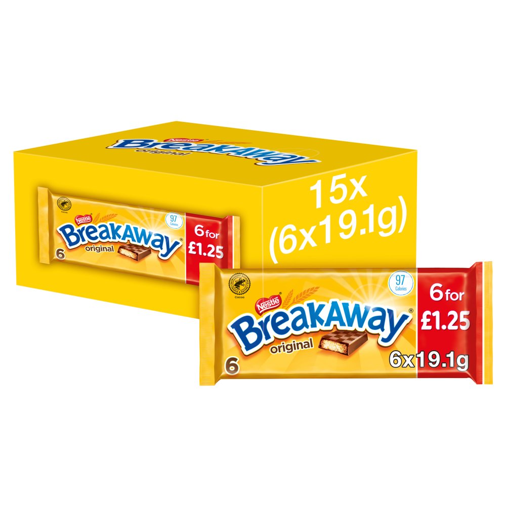 Breakaway Milk Chocolate Biscuit Bar Multipack 6 Pack 19.1g PMP £1.25