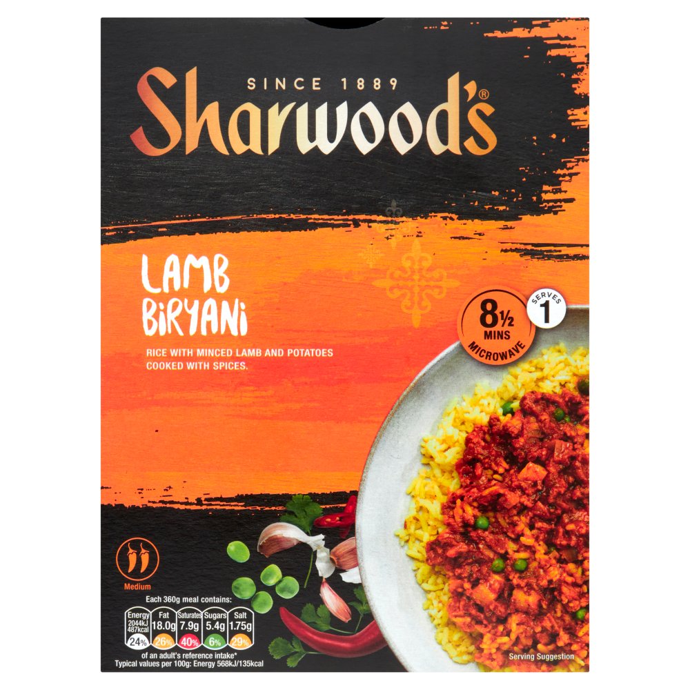 Sharwood's Lamb Biryani Rice with Minced Lamb and Potatoes Cooked with Spices 360g