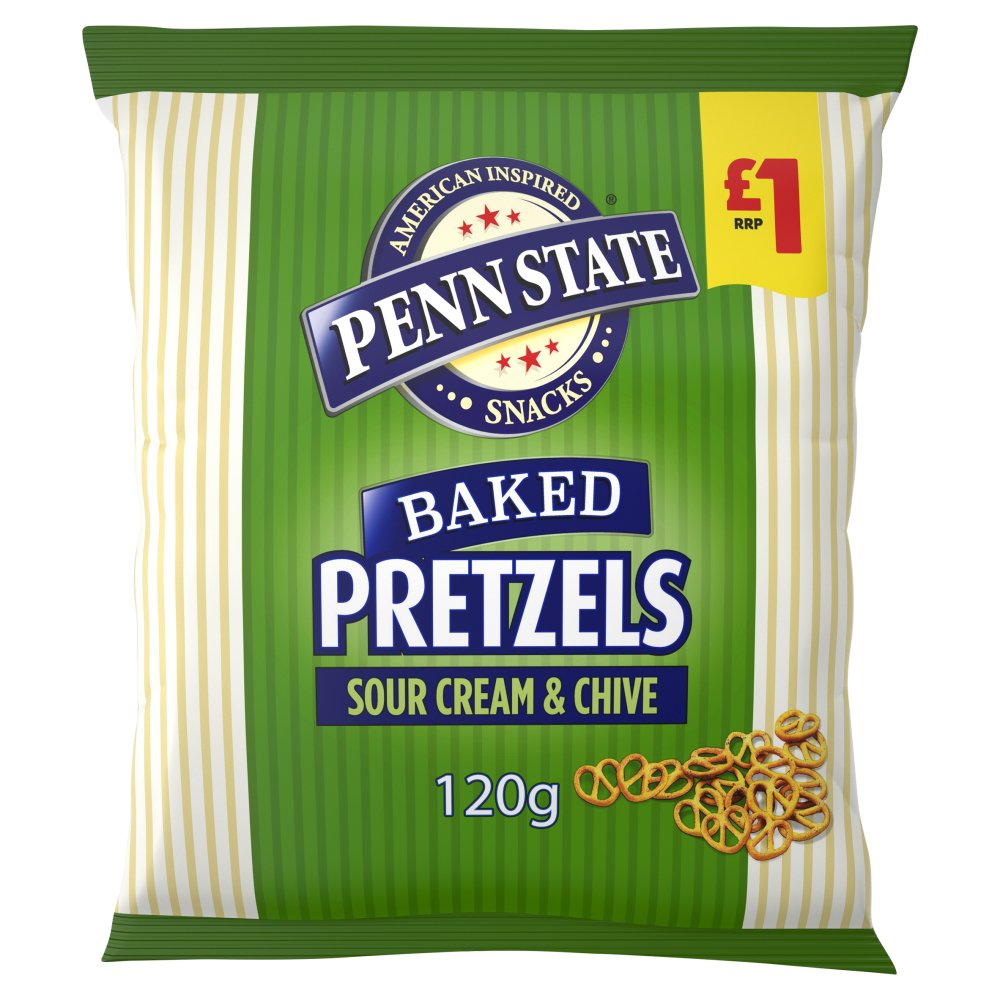 Penn State Sour Cream & Chive Pretzels 120g, £1 PMP