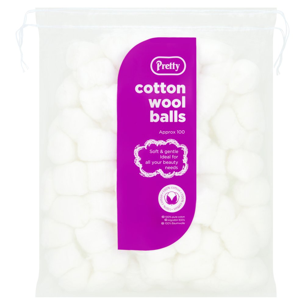 Pretty 100 Cotton Wool Balls 50g