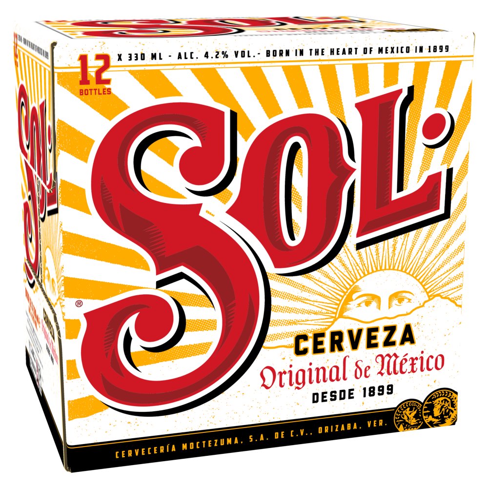 Sol Original Lager Beer 12 x 330ml Bottles