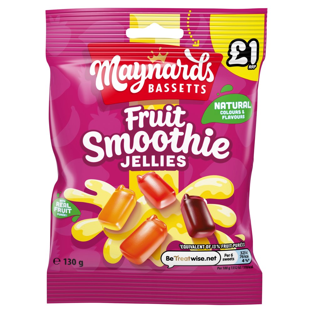 Maynards Bassetts Fruit Smoothie Jellies £1 Sweets Bag 130g