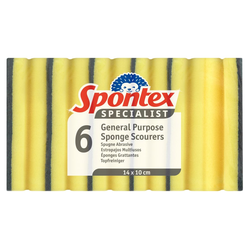 Pack of 6 Spontex Specialist Non Scratch Sponge Scourers 