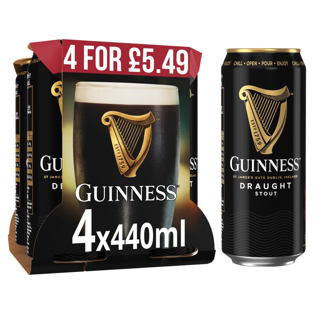 Guinness Draught Stout Beer 4x440ml