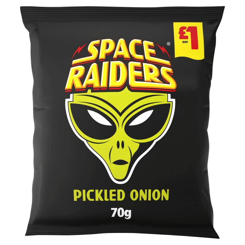 Space Raiders Pickled Onion Crisps 70g, £1 PMP