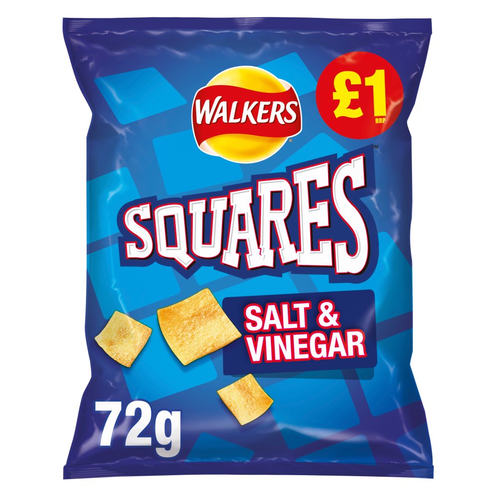 Walkers Squares Salt & Vinegar Snacks 72g