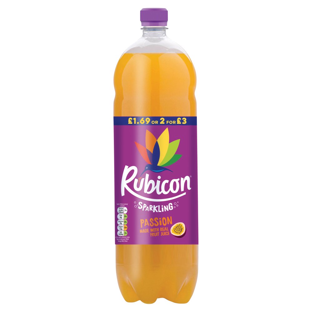 Rubicon Sparkling Passion Fruit Juice Drink 2L PMP £1.69 2 for £3
