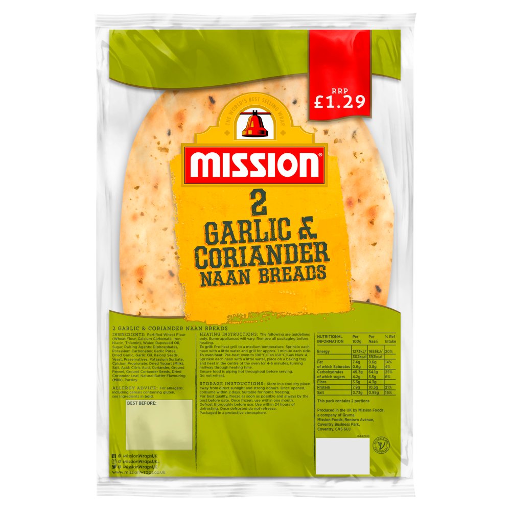 Mission 2 Garlic & Coriander Naan Breads