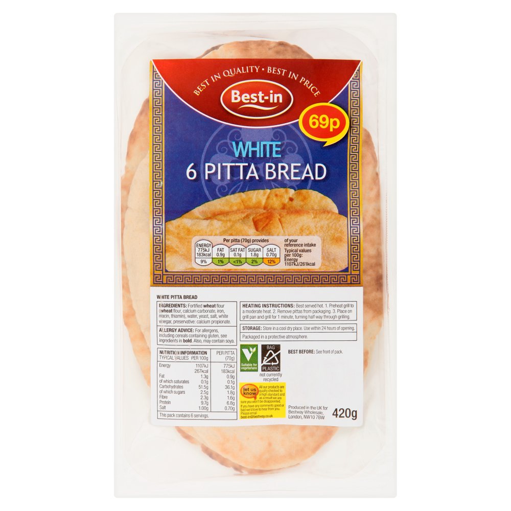 Best-in 6 White Pitta Bread 420g