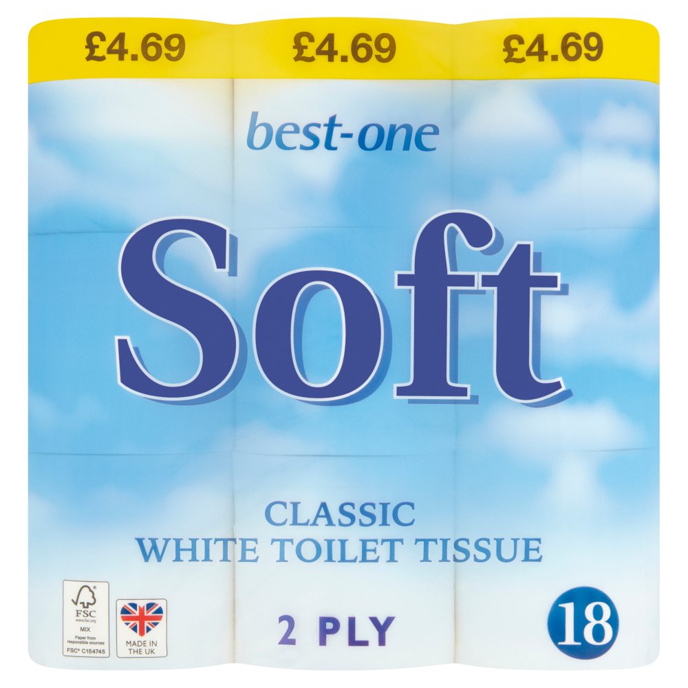 best-one 18 Soft Classic White Toilet Tissue 2 Ply