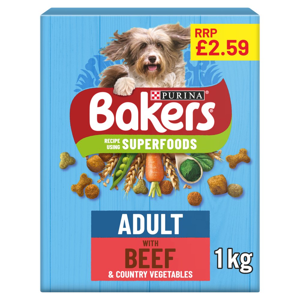 BAKERS Adult Beef with Vegetables Dry Dog Food 1kg PMP