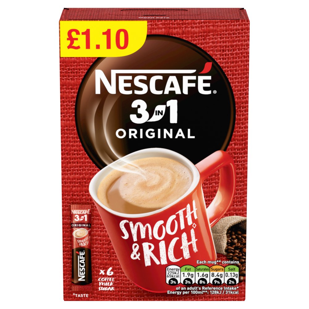 Nescafe 3in1 Instant Coffee 6 x 16g Sachets £1.10 PMP 