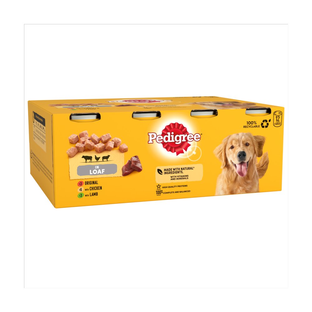 Pedigree Adult Wet Dog Food Tins Mixed Selection in Loaf