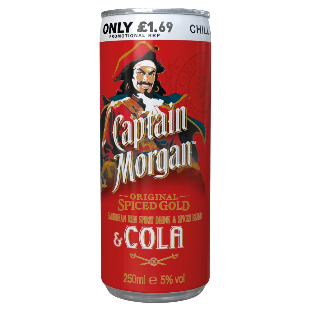 Captain Morgan Original Spiced & Cola 250ml PMP £1.69