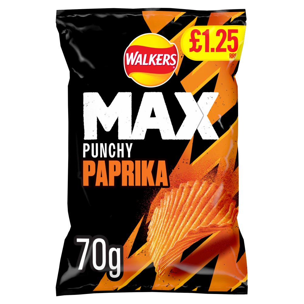 Walkers Max Punchy Paprika Crisps £1.25 RRP PMP 70g